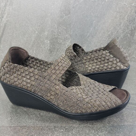 Baretraps Shoes - BareTraps Shoes Womens 8.5 M Umma Bronze Metallic Peep Toe Mary Jane Wedge Shoes